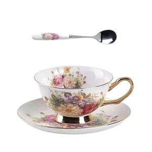 New Royal Classic Floral Rose Bone China Tea Cup Set Saucer Gold Trim